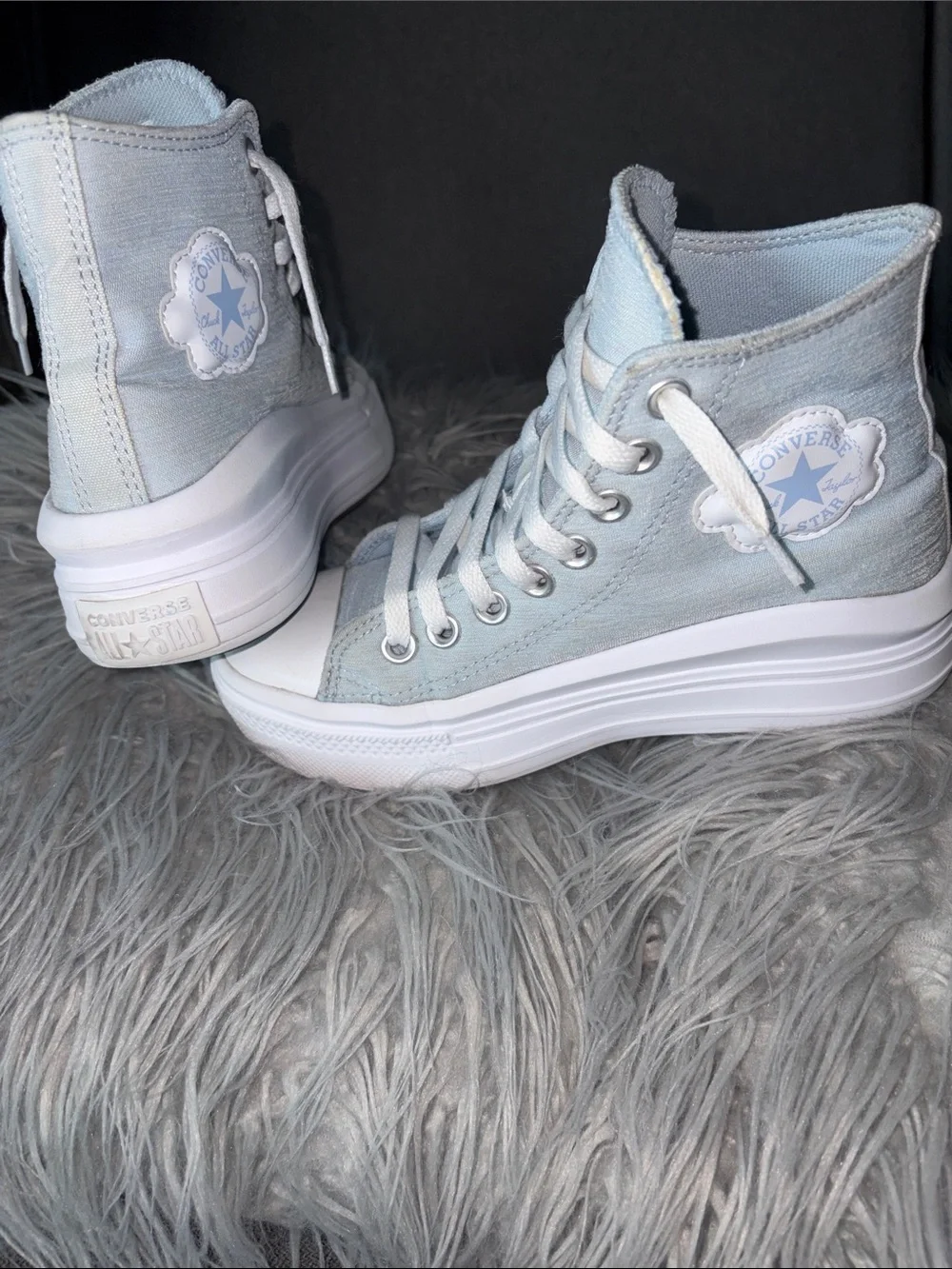 Converse Light Blue High-Top Platform Sneakers
